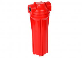 Фильтр магистральный для горячей воды (непрозрачный красный корпус 10") 3/4" без картриджа