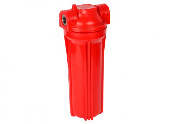 Фильтр магистральный для горячей воды (непрозрачный красный корпус 10") 3/4" без картриджа